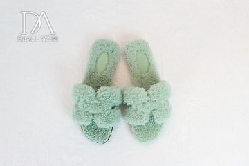 Hermes Oran Wool Skin Sandal Slipper Verde 35 49876102