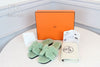 Hermes Oran Wool Skin Sandal Slipper Verde 35 49876102 [P]
