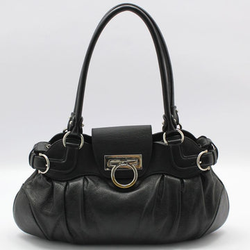 SALVATORE FERRAGAMO 21-6317 schwarze Leder-Gancini-Umhängetasche 49946260