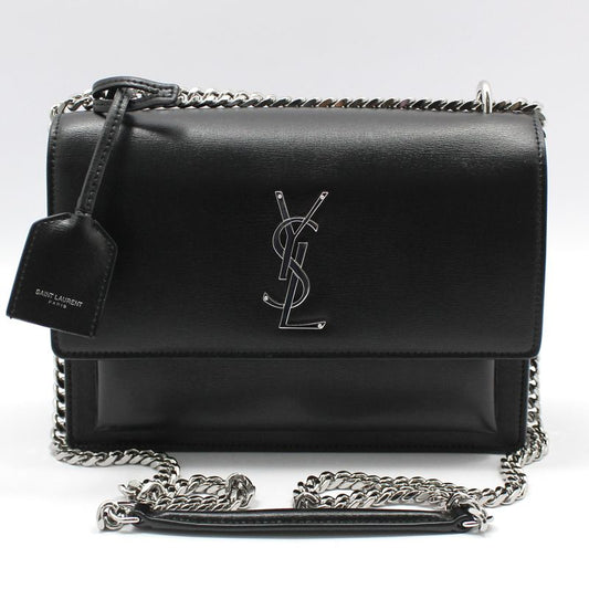 SAINT LAURENT 442906 ブラック シルバー モノグラム サンセット ミディアム チェーン ショルダーバッグ 50483709