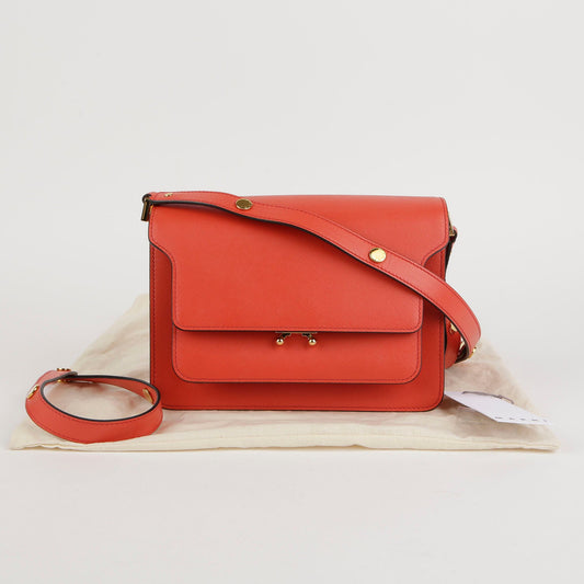 MARNI SBMPN09U00 ミディアム オレンジ サピアノ レザー トランク ショルダー兼クロスバッグ 49797740