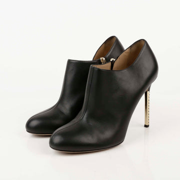 VALENTINO ブラックレザー ロックスタッド ブーティ ハイヒール 39 49791302