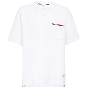THOM BROWNE Dreiline Pocket Polo Shirt Weiß MJP171A J0029 100 51106259