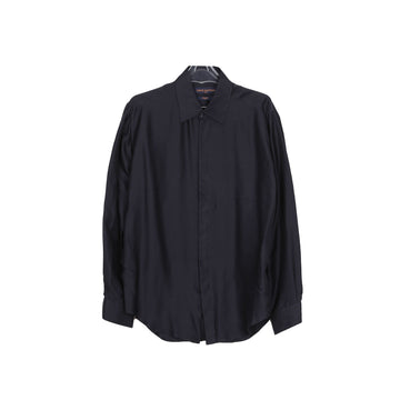 LOUIS VUITTON ネイビシルクイブニングレギュラーロングスリーブシャツ39 50752509