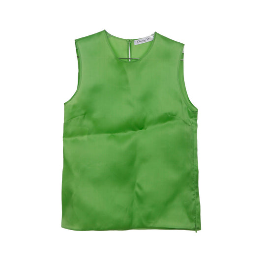 Dior 4E21526A1640 Green Silk Sleeveless T-Shirt 40 51496385