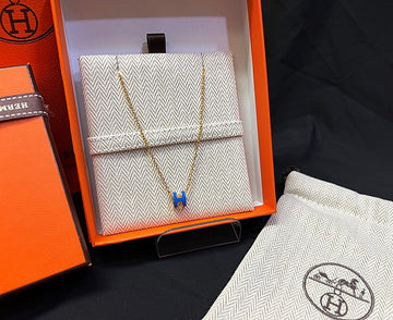 Hermes Mini Blue Gold Popash Necklace 42315496