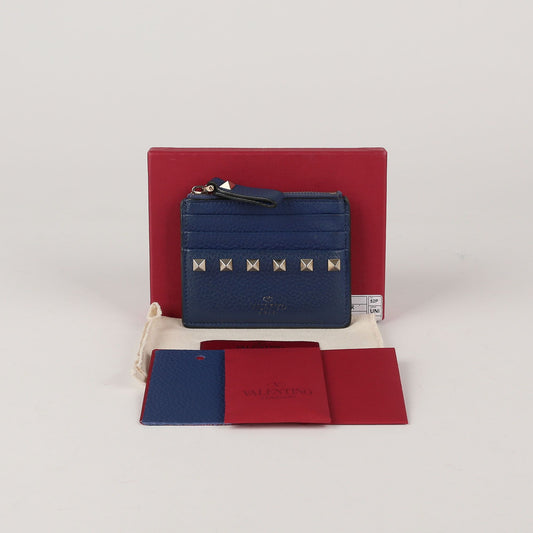 VALENTINO UW2P0T35 Blaue Leder Rockstud Kartenetui 52260457