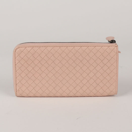 Bottega Veneta Intrecciato Leather Zip Long Wallet Pink 338137 52335523
