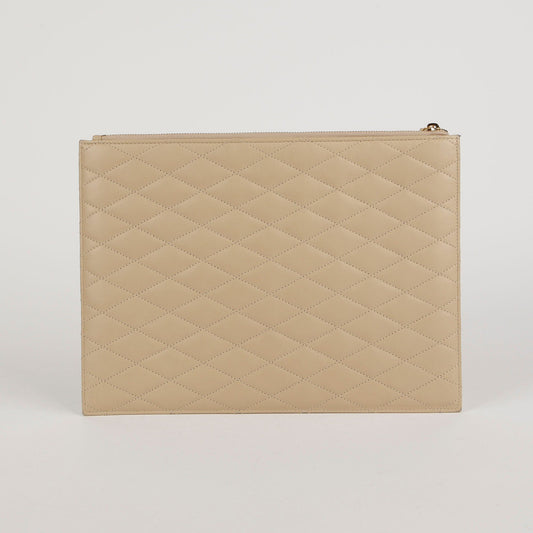 Saint Laurent Beige Quilted Leather iPad Pouch 634938 52398859