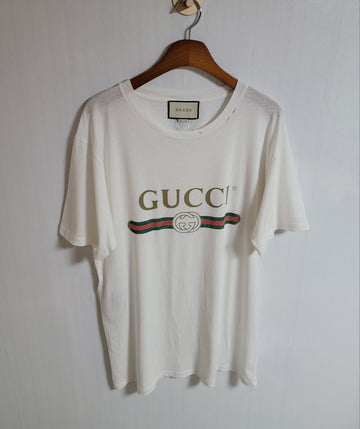 Gucci White Vintage Logo Floral Embroidery Short Sleeve T-Shirt M 457095 X5L89 52743031