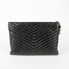 SAINT LAURENT ブラック マトラッセ レザー モノグラム タブレット ポーチ 兼 クラッチ 559193 52398313 [P]