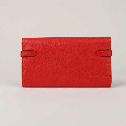 Hermes Luska Sack Leather Kelly Long Wallet 52843387