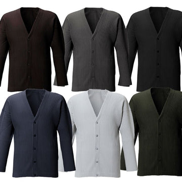 ISSEY MIYAKE オムプリセ ベーシック カラー ロングスリーブ カーディガン JL141 53483424