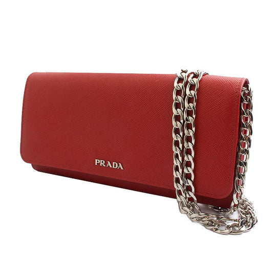 PRADA サフィアーノ シルバー クロスボディ兼クラッチバッグ 53590500