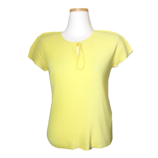 ISSEY MIYAKE Pleats Please Neon Yellow Short Sleeve Top 3 53748989
