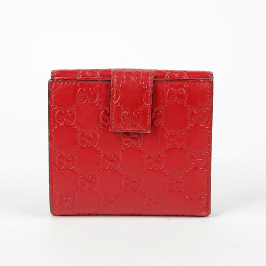 Gucci Red Sima Leather Bow Compact Wallet 406925 53730207