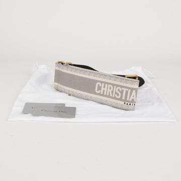 Dior Gray Embroidered Canvas Logo Belt 75 53741060