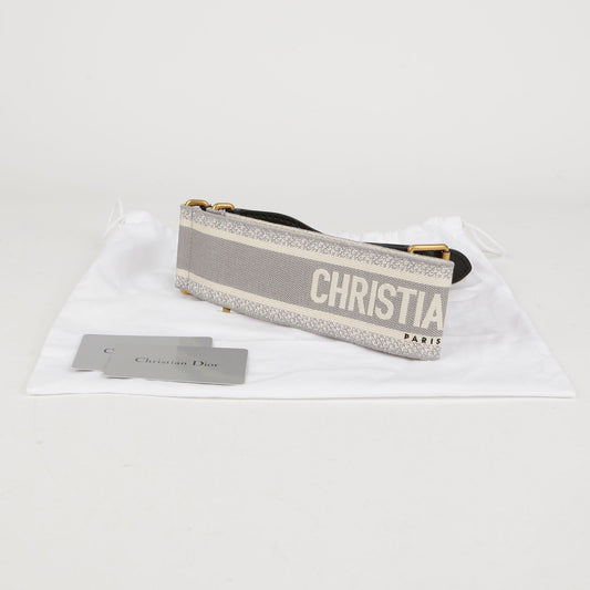 Dior Gray Embroidered Canvas Logo Belt 75 53741060