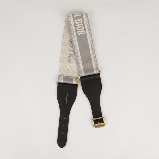 Dior Gray Embroidered Canvas Logo Belt 75 53741060