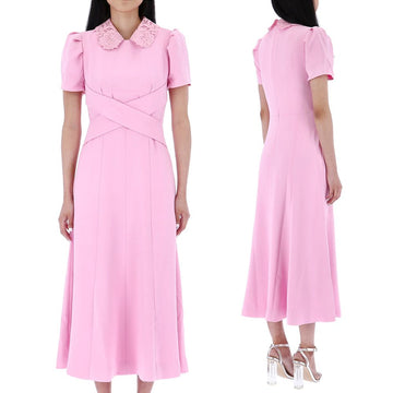 SELF-PORTRAIT Schwerer Crêpe Midi Kleid PINK PF23079MPA 54035148