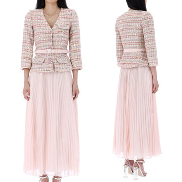 SELF-PORTRAIT Bouclé-Sequin-Midi-Kleid PINK 23088MP 54035189