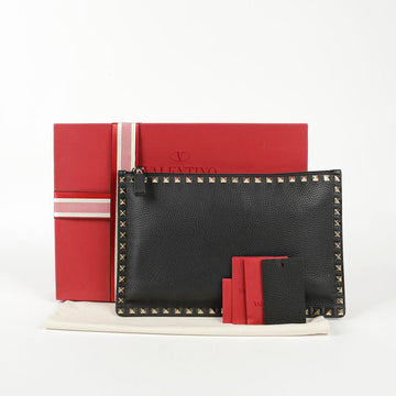 VALENTINO Rockstud Clutch aus schwarzem Leder 0269VSH 53904808
