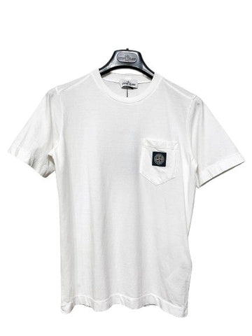 STONE ISLAND Frauen 761620347 Weiße Taschenrunde Kurzarm 54367865