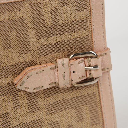 Fendi Fabric Pink Leather Trimming Wallet 8M0206 54302526