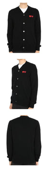 COMME DES GARCONS ダブルハートワッペンカーディガン（黒）N058 BLACK 54759072 [P]