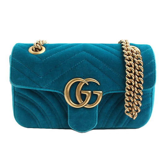 GUCCI ピコクブルー ベルベット マモン マトラッセ クロスバッグ 467891 54841307
