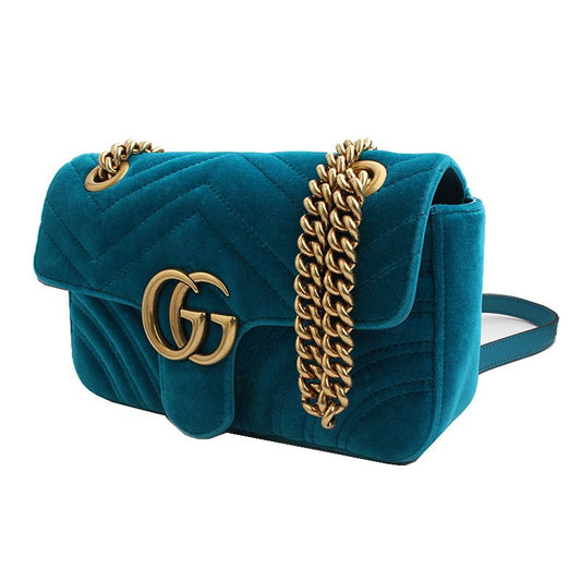 GUCCI ピコクブルー ベルベット マモン マトラッセ クロスバッグ 467891 54841307