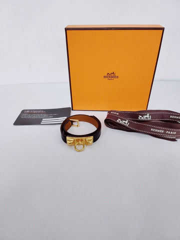 Hermes Black Gold Plated Buckle Reversible Bracelet XS 54995513