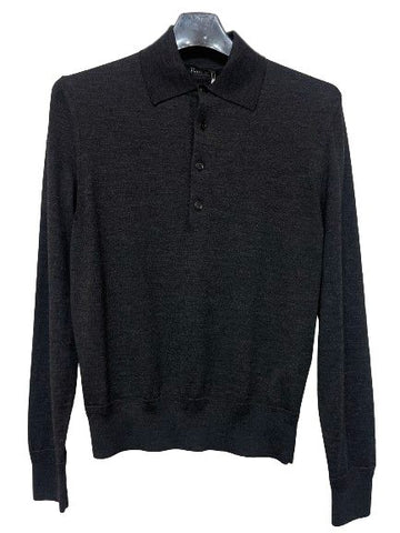 Tom Ford Charcoal Long Sleeve Polo Knit TFK132 BVM94 K08 55135766