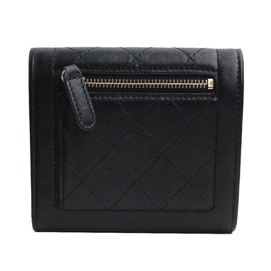 CHANEL Gabrielle Lambskin Black Golden Compact Wallet 24 Series 55140024