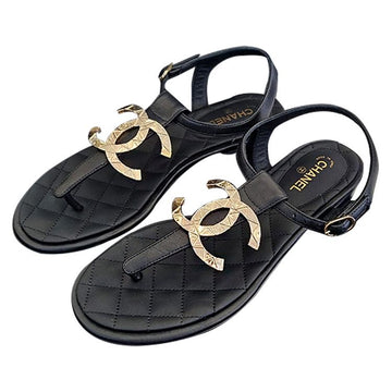 CHANEL ビッグロゴフリップフロップ女性金色サンダル 55248390