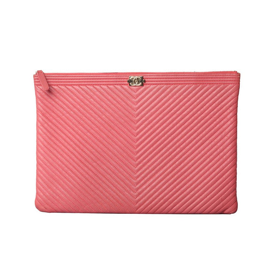 CHANEL シボロンクラッチラージ金色30774 55719318