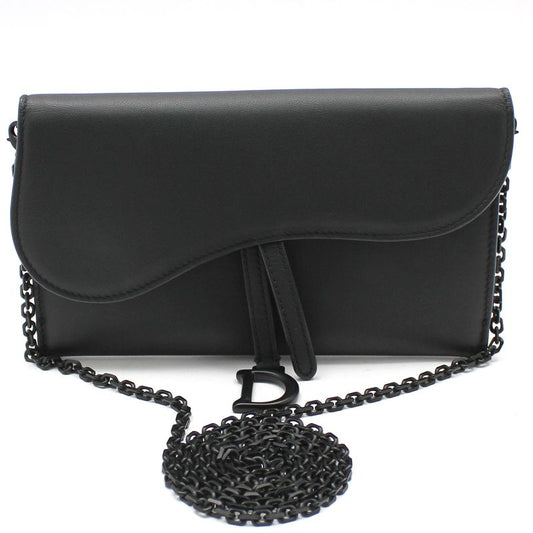 DIOR S5614 ブラック マット レザー サドル WOC クロスボディバッグ 55848156
