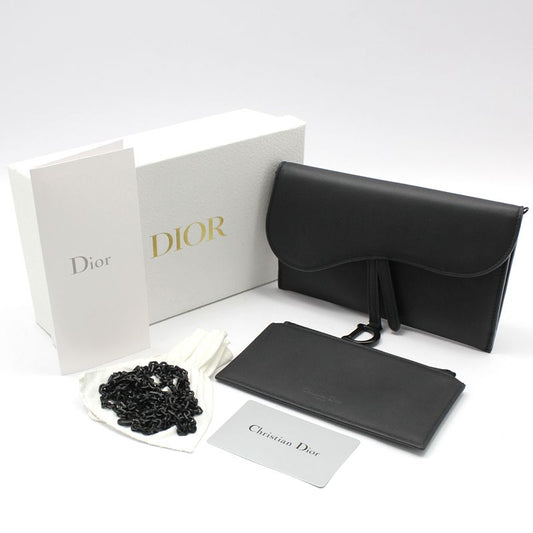 DIOR S5614 ブラック マット レザー サドル WOC クロスボディバッグ 55848156