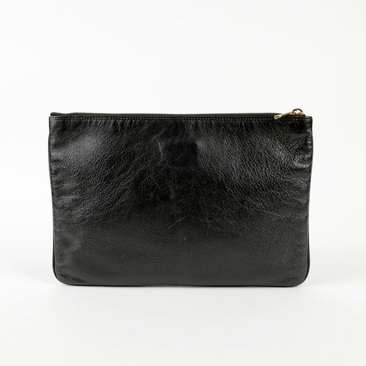 GUCCI 573795 ブラックレザー ラジャ タイガーヘッド クラッチ 56147838