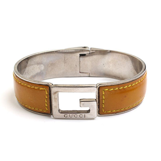 Gucci Patent Leather Trim Silver Bracelet 56954654