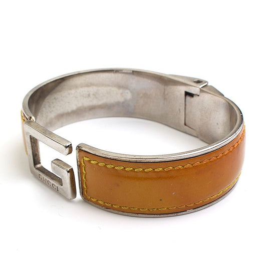 Gucci Patent Leather Trim Silver Bracelet 56954654