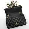 CHANEL AS2326 Schwarzes Lammleder Goldene klassische Neue Mini Charms Chain Crossbody- Tasche 57540757 [P]