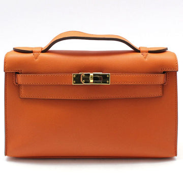 HERMES Orange Pochette Kelly Mini Tote Bag 57775229