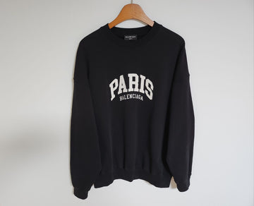 BALENCIAGA Schwarz Paris Stickerei Logo Sweatshirt 676629 TLVL8 57915218