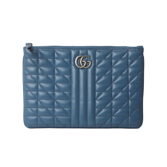 GUCCI 525541 GGマーモント マトラッセ シルバー クラッチバッグ/30918-1 57940340