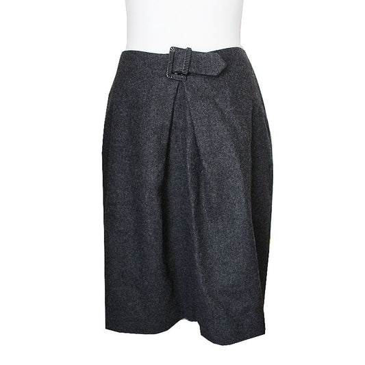 CHANEL Wool-Cashmere Blend Gray Skirt 55 58048974