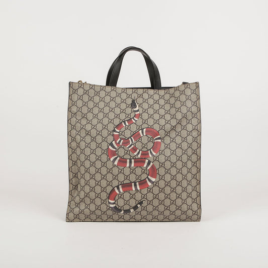 Gucci 450950 GG Supreme Canvas Kingsnake Printing Tote and Shoulder Bag 57693013
