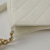 CHANEL ホワイト レザー CC ロゴ ホーボー チェーン ショルダー 兼 クロスバッグ 58035245 [P]