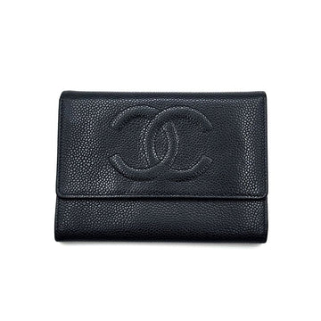 CHANEL Caviar Logo Bi-Fold Wallet L143935 58471837