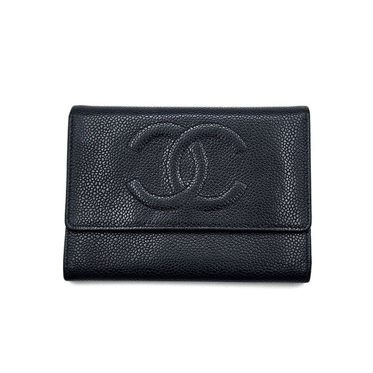 CHANEL Caviar Logo Bi-Fold Wallet L143935 58471837